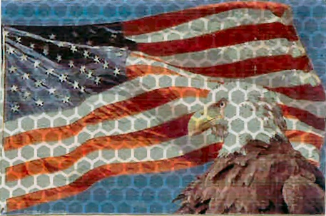 sticker: high-intensity-reflective-USA-eagle-waving-flag-3x2